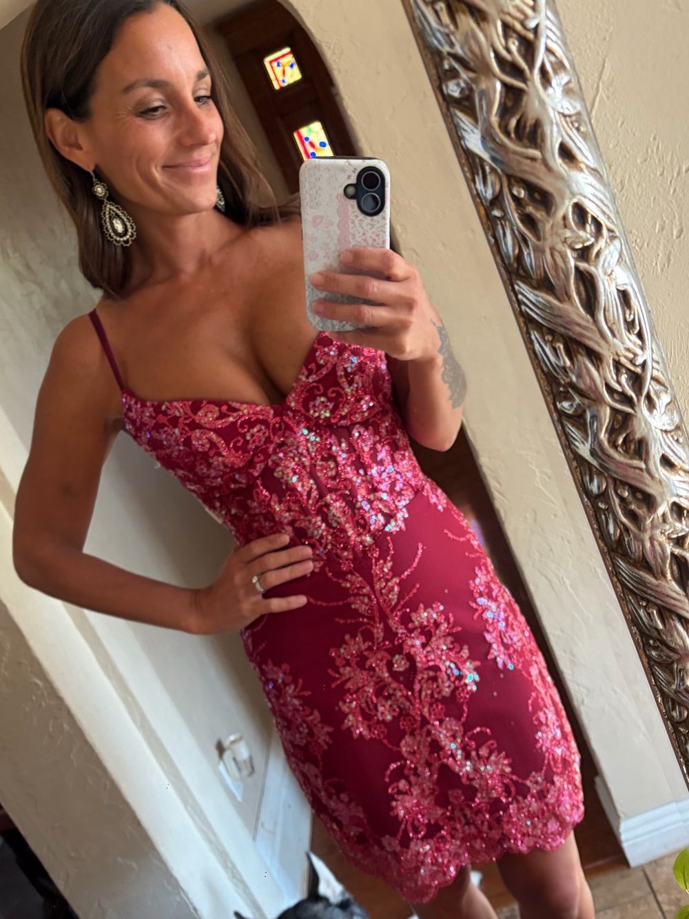 Stacee’s Sparkly Corset Sheath Short Tue Homecoming Dress with Sequins Glitter